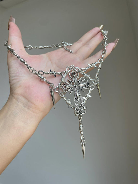 Subculture thorn cross necklace